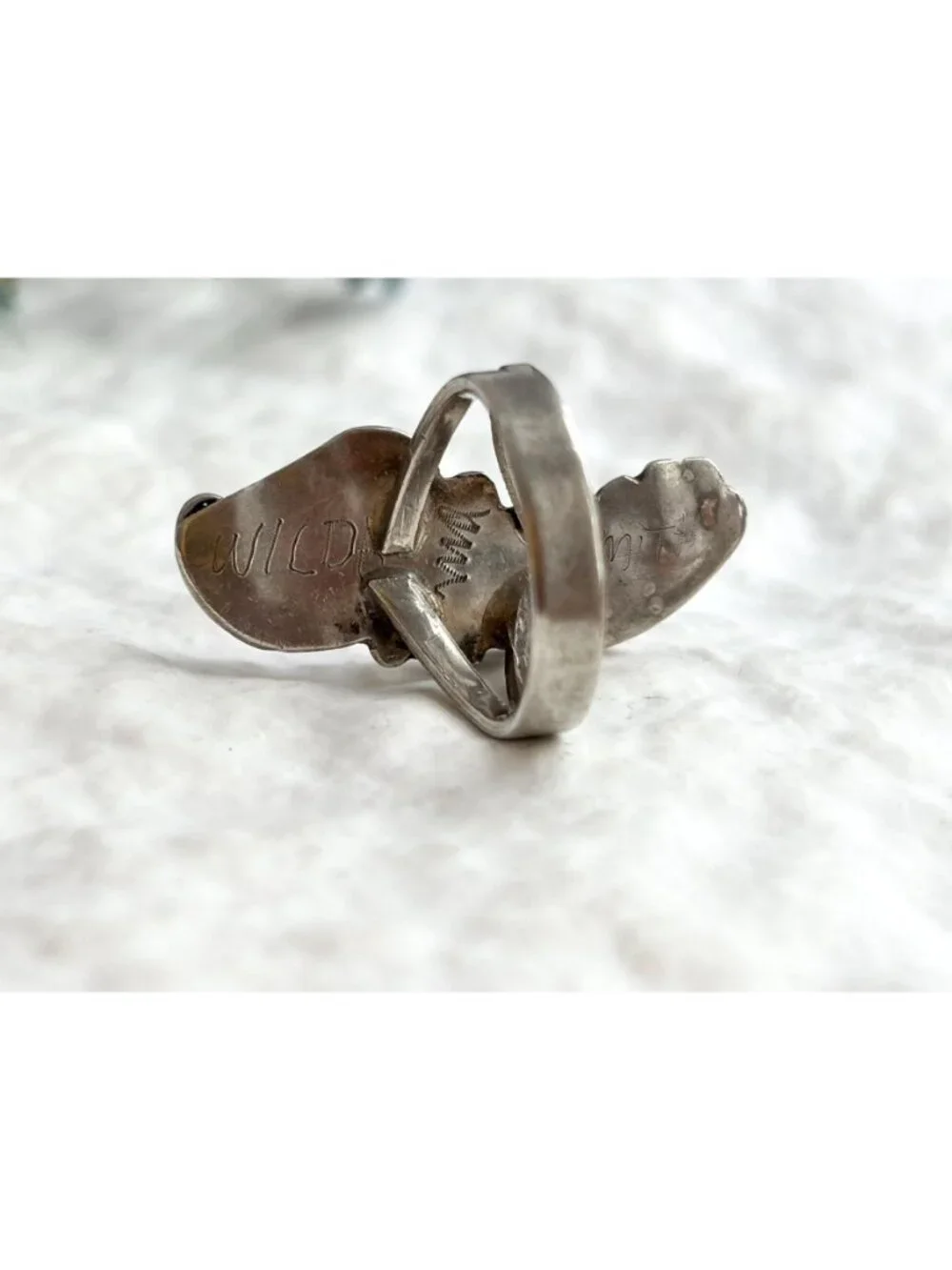 ZUNI Coral WILD SMITH Southwest Sterling Silver 925 Vintage Ring - sz 4.5